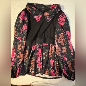 Shein Black Floral Layered Look Blouse | Long Sleeve | Romantic Cottagecore